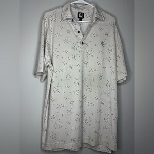 Footjoy FJ Cream Short-Sleeve Polo with Allover Bird Print